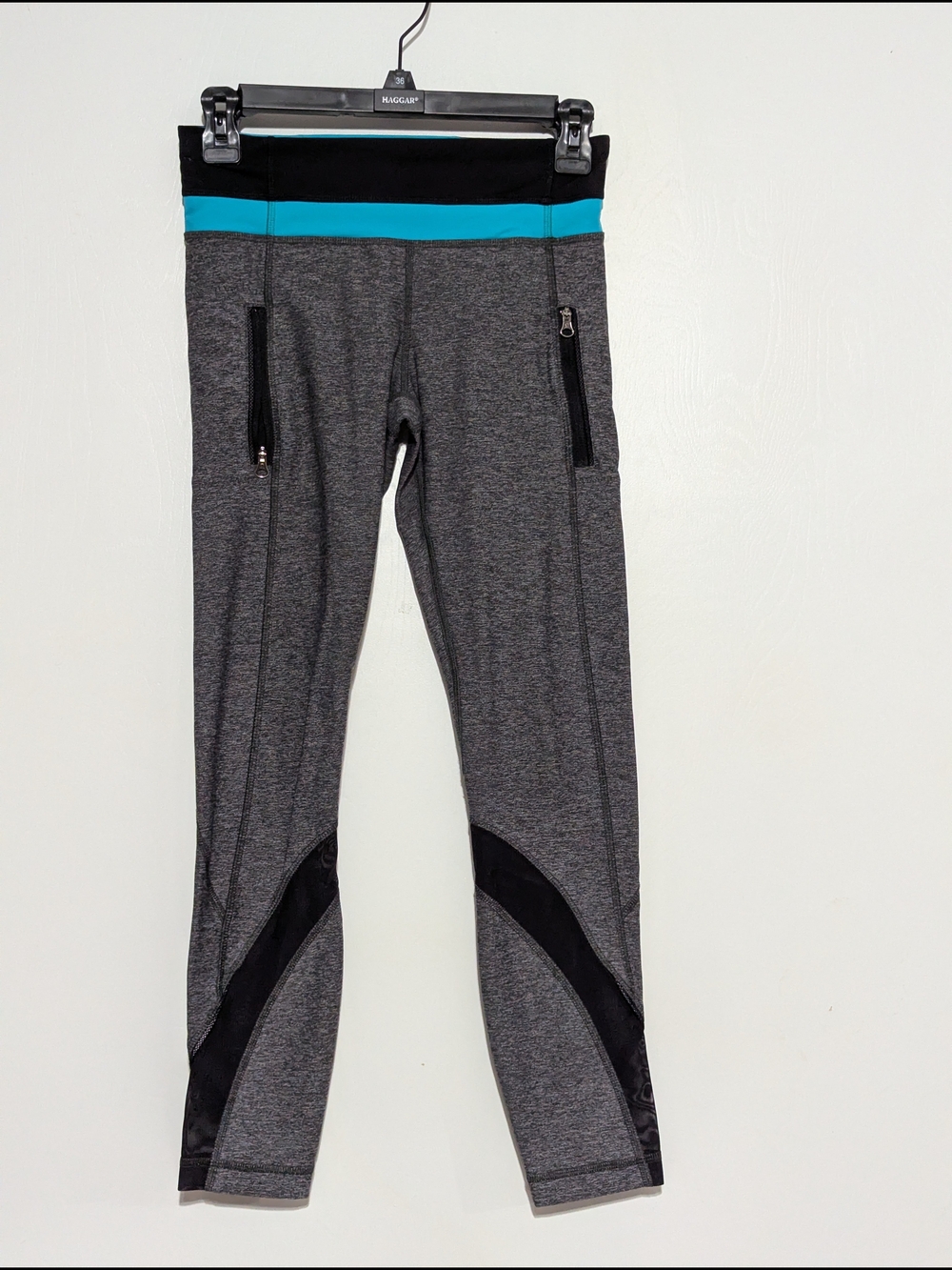 lululemon athletica Grey Leggings with Teal Waistband and Black Accents